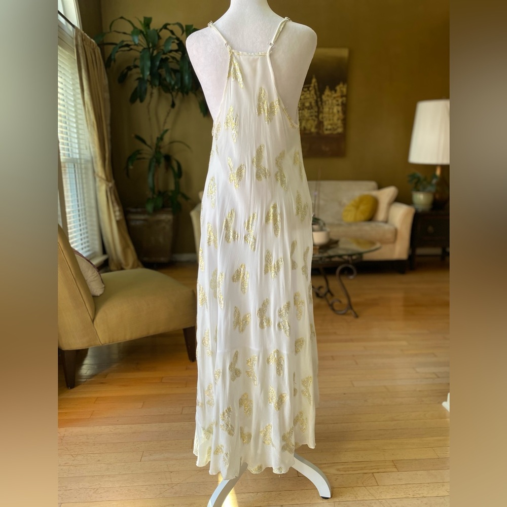 Muche + Muchette White Gold Butterfly Slip Dress Midi Chiffon Fairycore one size - Picture 4 of 16